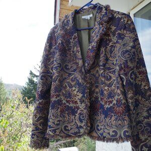 Vintage Tapestry Ladies Jacket With Unique Buttons